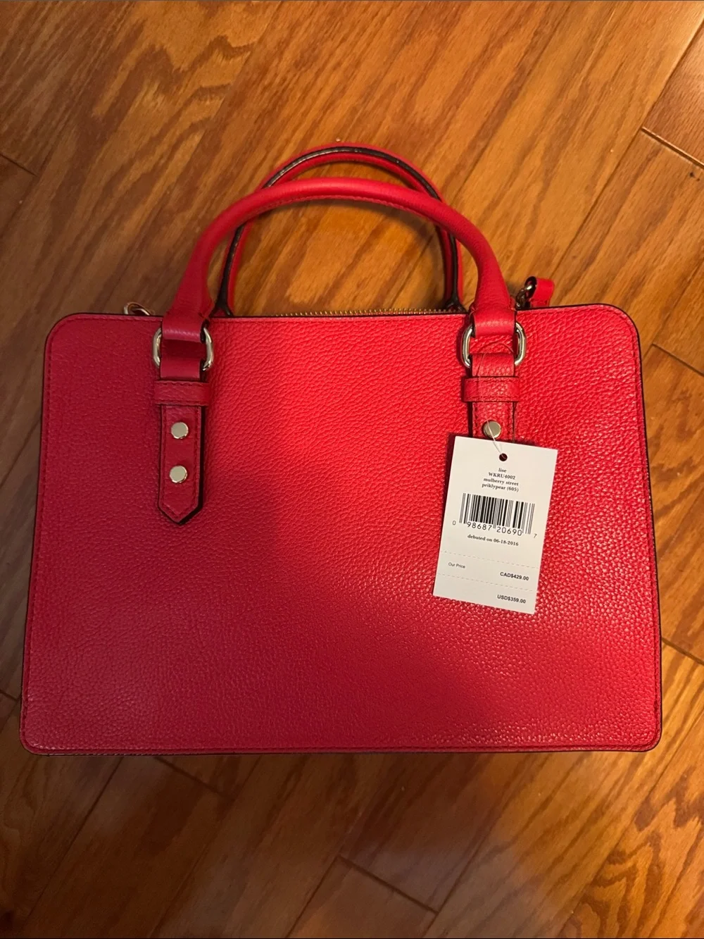 kate spade Red Pebbled Leather Double-Handle Satchel